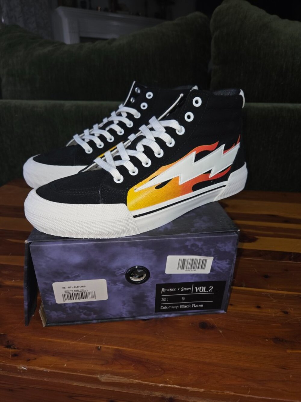 Revenge x Storm Vol. 2 Black Flame High Top Sneakers Men's 9 Rare NIB